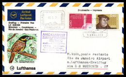 FFC Lufthansa   Munchen-Casablanca-Rio De Janero-Sao Paulo  10/05/1971 - Cartas & Documentos
