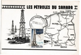 1959 Carte-Maximum Algérie HASSI-MESSAOUD "Les Pétroles Du Sahara" ** Derrick Pétrole - Cartoline Maximum