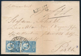 1871 Ajánlott Levél Réznyomat 10kr Függőleges Párral Bérmentesítve "DEBRECZEN / AJÁNLOTT SZ." - "PEST" (Gudlin 150 P) - Autres & Non Classés