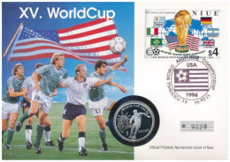 Niue 1991. 5D Ag "1994-es Labdarúgó Világbajnokság - Egyesült Államok" érmés Boríték, Bélyeggel, Bélyegzéssel T:PP Niue  - Non Classés