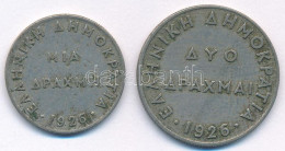 Görögország 1926. 1D Cu-Ni + 2D Cu-Ni T:XF,VF Greece 1926. 1 Drachme Cu-Ni + 2 Drachmai CU-Ni C:XF,VF - Non Classificati