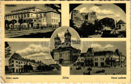 T2/T3 1941 Léva, Levice; Városháza, Várrom, Főtér, Római Katolikus Templom, Városi Szálloda, Piac / Town Hall, Castle Ru - Non Classés