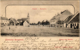 T2/T3 1903 Sasvár, Sassin, Sastín (Sasvár-Morvaőr, Sastín-Stráze); Piactér. Emánuel J. Kiadása / Marktplatz / Market Squ - Non Classés