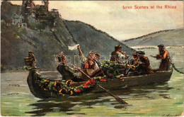 T2/T3 1906 Love Scenes At The Rhine. German American Novelty Art Series No. 596. German Folklore Art Postcard (EK) - Non Classificati