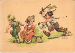 ** T2/T3 Children Art Postcard. Artist Signed (EK) - Sin Clasificación