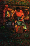 T2/T3 1938 Mexican Folklore Art Postcard, Blacksmith S: Fred Liebig (EK) - Non Classés