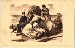 T2 Lady Art Postcard, Flirting On The Beach. Alfred Schweizer Kunstverlag "Gibson Karte" No. 1017. Artist Signed - Non Classés