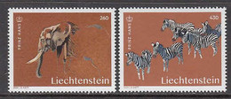 2021 Liechtenstein Prince Hans Art Zebras Elephants EMBOSSED Complete Set Of 2 MNH @ BELOW Face Value - Neufs