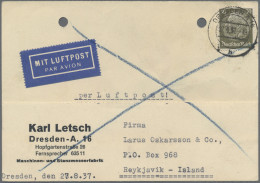 Deutsches Reich: 1930/1937, Destination ISLAND, Lot Von Vier Bedarfskarten, Zwei - Collections