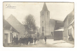 BELGIQUE  /  PETEGEM-les-AUDENARDES  /  EGLISE ET CENTRE DU BOURG  /  CARTE-PHOTO, Tirage Argentique ( écrite En 1914 ) - Wortegem-Petegem