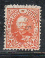 LUXEMBOURG LUSSEMBURGO 1891 1893 GRAND DUKE ADOLPHE CENT. 20c USED USATO OBLITERE' - 1891 Adolphe Voorzijde