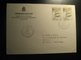 REYKJAVIK 1963 To Spain Cancel Cover Duck Ducks 2 Stamp ICELAND - Cartas & Documentos