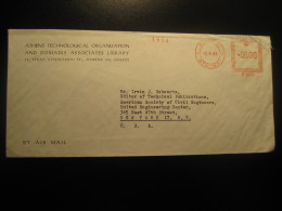 ATHENS 1965 To New York NY USA Technological Org. Doxiadis Associates Library Meter Mail Cancel Cover GREECE - Cartas & Documentos