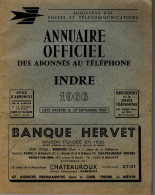 ANNUAIRE - 36 - Département Indre - Année 1966 - Annuaire Officiel Des Postes - 140 Pages - Telefonbücher