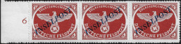 Allemagne 1944 Michel 10BbI MNH, Postfrisch En Bande De 3. Inselpost, Agramer-Aufdruck, Surcharge Agram. Splendide - Feldpost 2e Guerre Mondiale