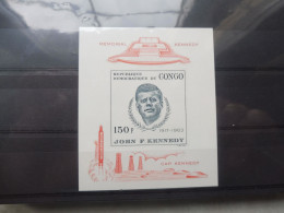 Rdc RDC Republique Democratique Congo Bl Bloc Blok 20 Parfait Perfect  Mnh Neuf **( 1966 ) Kennedy - Mint/hinged