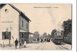 CPA 08 Chateau Porcien La Gare Et Le Train Tramway - Chateau Porcien