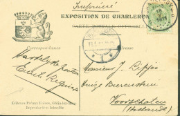 Belgique YT N°56 Armoiries Perforé Perforation ER Sur CPA Exposition De Charleroi CAD Charleroi 1911 - 1909-34