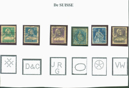 Suisse 6 Timbres Perforés Perforations Diverses - Perfins