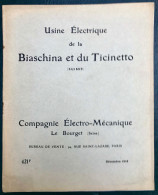 1915 Usine électrique Biaschina Ticinetto Giornico Suisse Electro Mécanique Le Bourget - 1800 – 1899