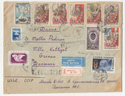 Russia USSR Multifranked Letter Cover Posted Registered 1958 To Denmark B230920 - Lettres & Documents