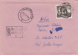 ROMANIAN SOVIET FRIENDSHIP, STAMP ON REGISTERED COVER, 1954, ROMANIA - Covers & Documents