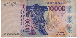W.A.S.  SENEGAL P718Kg 10000 Or 10.000  FRANCS (20)08  2008  Signature 35   FINE + - États D'Afrique De L'Ouest
