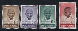 India 1948 Mahatma Gandhi Mourning 4v SET Mounted Mint Uneven Back, NICE COLOUR As Per Scan - Neufs