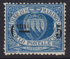 SAN MARINO 1892 STEMMA 5 C. SU 10 C. AZZURRO N.8 G.O MLH* CENTRATISSIMO - Ungebraucht