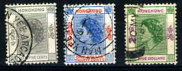 Hong Kong QE II 1954, Mi 186, 188, 190, Used, Michel 16€ - Gebruikt