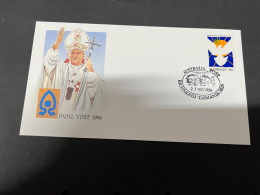 30-9-2023 (2 U 34) Australia FDC - 1986 - Pope John Paul II Visit To Australia (Tasmania Richmond P/m) - Andere & Zonder Classificatie