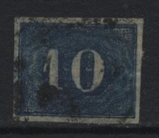 Brazil (16) 1854 Issue. 10r. Blue. Used. Hinged. - Usati