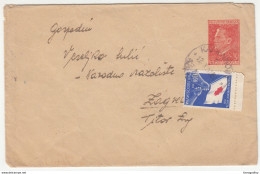 Yugoslavia Postal Stationery Letter Cover With Additional Postal Tax Red Cross Stamp Travelled 1951 - Covers & Documents