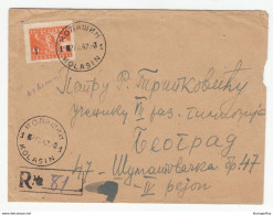 Yugoslavia Registered Letter Cover Travelled 1947 Kolašin To Beograd B180910 - Covers & Documents