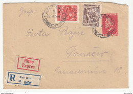 Yugoslavia Postal Stationery Letter Cover Travelled Express Registered 1951 Slavonski Brod To Pancevo - Covers & Documents