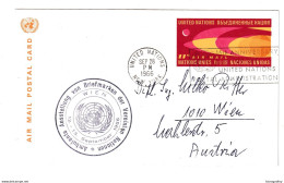 UN Air Mail Postal Stationery Postcard Posted 1966 To Austria B210112 - Poste Aérienne