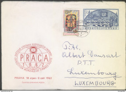 Czechoslovakia, International Philatelic Exhibition Prague 1962 Postal Stationary Travelled Znojmo To Luxembourg B170410 - Covers