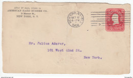 US Postal Stationery Stamped Envelope Only Front Page Travelled 1904 NY U385 Washington Bb161110 - 1901-20