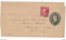 US Postal Stationery Stamped Wrapper Travelled U400 Franklin Bb161110 - 1901-20