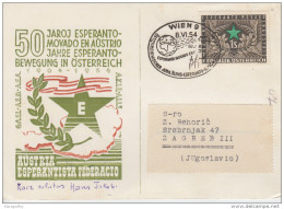 Austria 1954 Esperanto Special Card, Stamp And Postmark B160711 - Esperanto