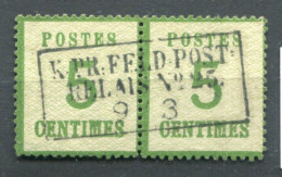 !!! ALSACE LORRAINE, PAIRE DU N°4 CACHET FELDPOST RELAIS 25, INFIME CLAIR SUR UN TIMBRE - Used Stamps