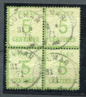 !!! ALSACE LORRAINE, BLOC DE 4 DU N°4 CACHET DE COLMAR DE 1871, SIGNE MIRO - Used Stamps