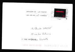 Lettre Affranchie Avec Timbre " Carré D'encre" Circulé (voir Scan) - Storia Postale
