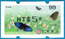2023 Automatenmarken China Taiwan Schmetterling MiNr.49 Black Nr.99 ATM NT$5 Xx Innovision Kiosk Etiquetas - Automatenmarken