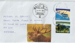 2023.Faune Du Svalbard (Spitzberg) Renne Du Svalbard + Parc National Forland,lettre Norvège à Andorra (Principat) - Cartas & Documentos