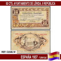C2346.1# España 1937. 50 Cts. Ayuntamiento De Lérida (VF) TUR@1342 - 1-2 Peseten