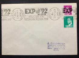 SPAIN, Cover With Special Cancellation « EXPO '92 », « JEREZ DE LA FRONTERA (Cadiz) Postmark », 1986 - 1992 – Séville (Espagne)