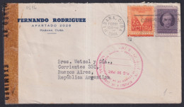 1942-H-32 CUBA REPUBLICA 1942 SEMIPOSTAL WWII CENSORSHIP COVER TO ARGENTINA. - Brieven En Documenten