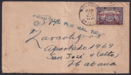 1930-H-92 CUBA REPUBLICA 1931 10c “DEMORADO POR MAL TIEMPO” RARE POSTMARK. - Briefe U. Dokumente