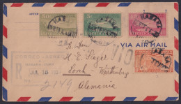 1930-H-83 CUBA REPUBLICA 1931 50c+15c+5c AIRPLANE REGISTERED COVER TO GERMANY.  - Covers & Documents
